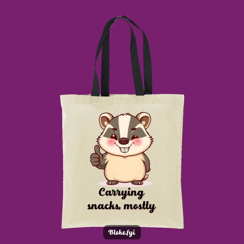 Funny Badger Tote Bag: Jovial Winking Badger Thumbs Up Eco Bag