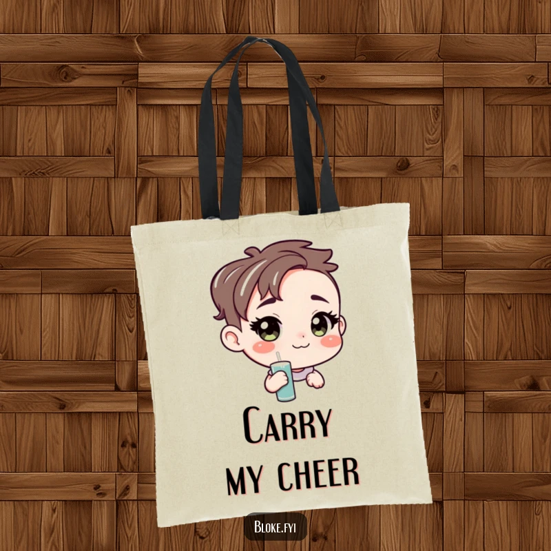 Funny tote bag with an amiable character offering a pint, perfect for carrying groceries or daily items with a warm, inviting vibe.