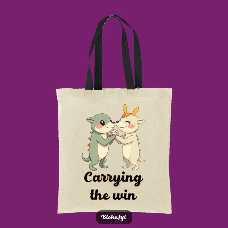 Funny Arm Wrestle Creature Tote Bag: Carry Your Competitive Spirit
