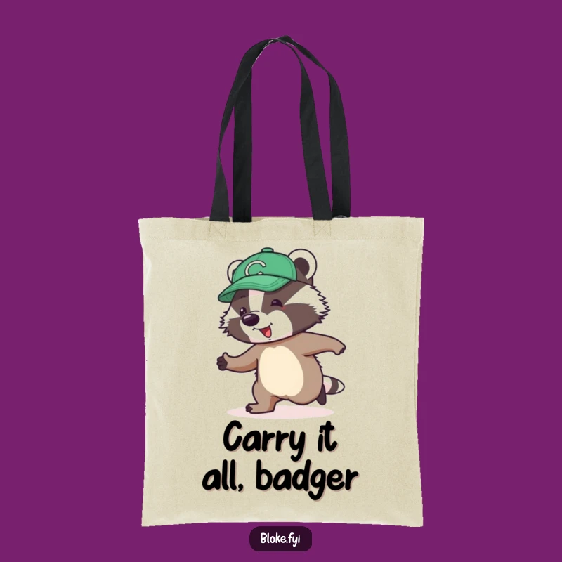 Funny Badger Skipping Tote Bag: Jolly Design, Awkward Charm, Great Gift!