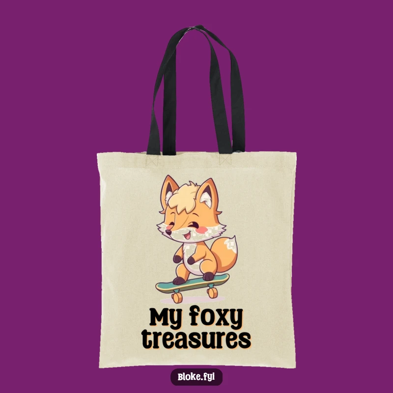 Funny Fox Skater Tote Bag: Cool Design, Tousled Style, Great Gift!
