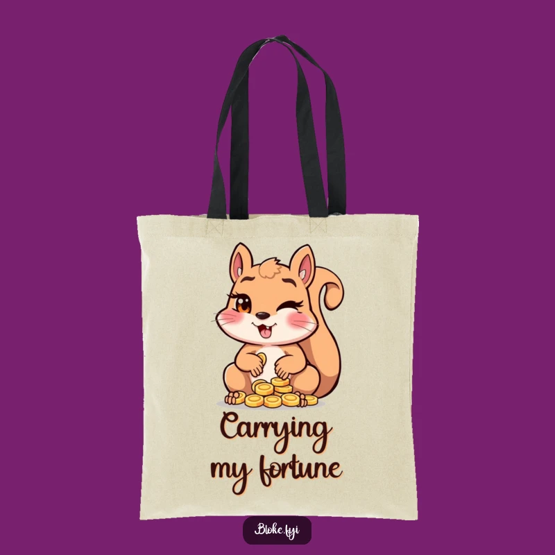 Funny Squirrel Tote Bag: Carry Your Loot with a Wink! Great Funny Gift for Shoppers.