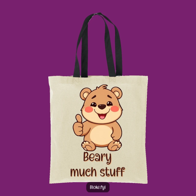 Funny Thumbs Up Bear Tote Bag: Stout Character, Goofy Grin, Great Gift!