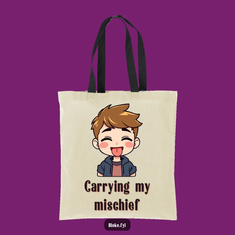 Funny Tongue Out Tote Bag - Grinning Guy's Playful Carry-All