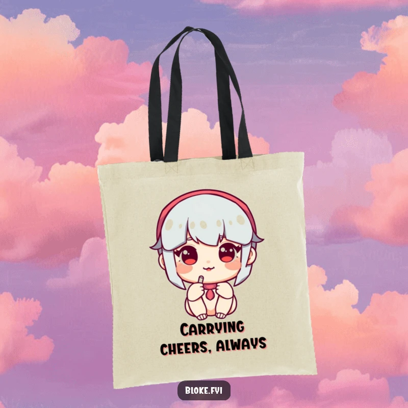 Funny Tote Bag: A friendly character with a warm expression offers a pint, perfect for carrying groceries and good vibes.