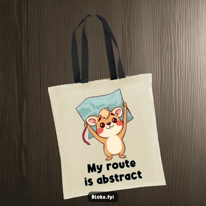 Funny tote bag featuring a confused bloke animal character holding a map incorrectly, perfect for carrying essentials with humor.
