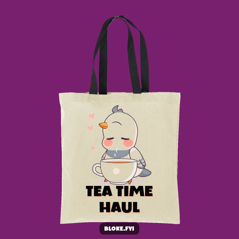Funny Pigeon Tea Tote Bag: Carry Your Calm! A Practical Funny Gift.